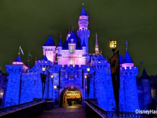 disneyland castle wide night time